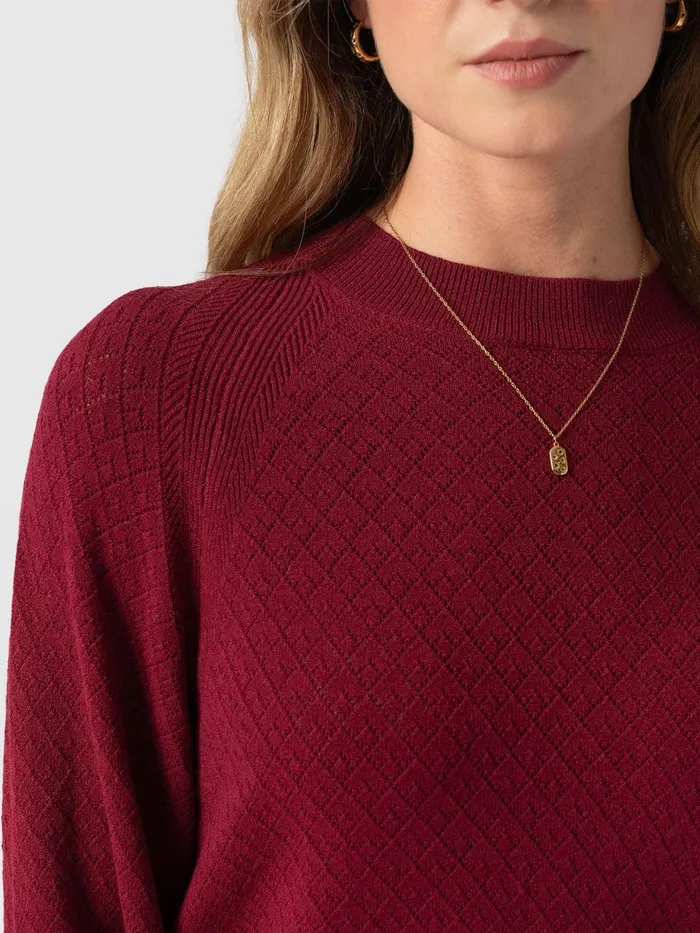 Diamond Knit Sweater 8211 Deep Pink Deep Pink Women Saint And Sofia Knitwear