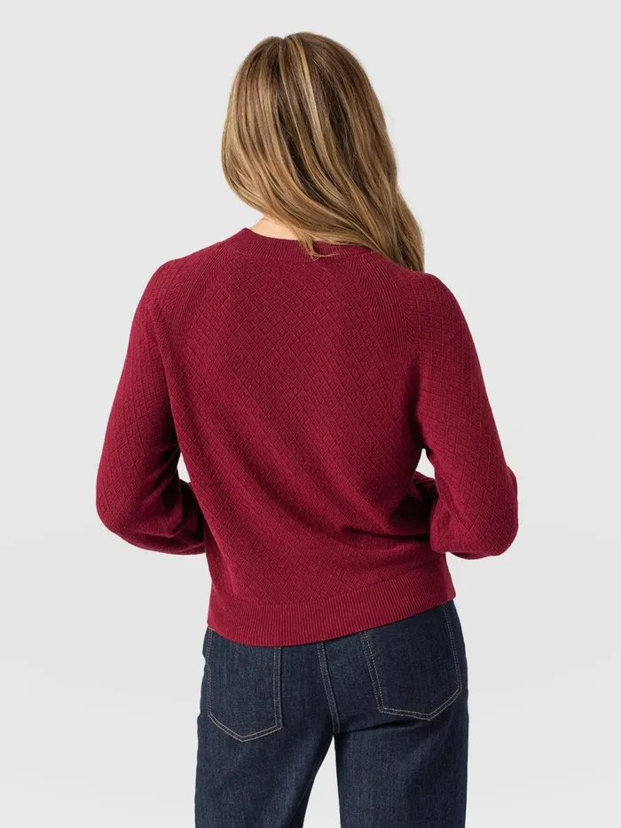 Diamond Knit Sweater 8211 Deep Pink Deep Pink Women Saint And Sofia Knitwear
