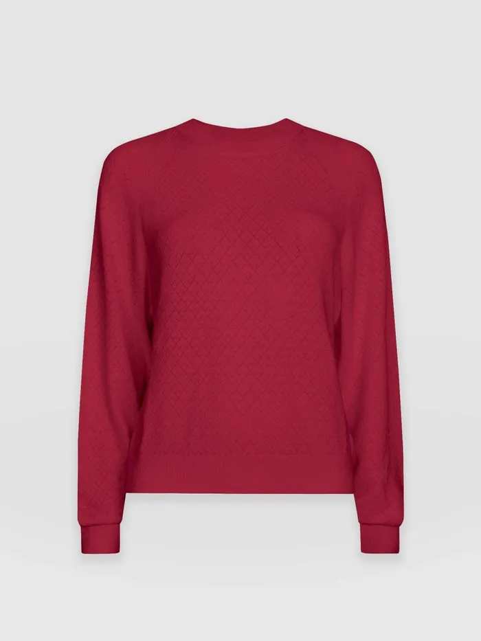 Diamond Knit Sweater 8211 Deep Pink Deep Pink Women Saint And Sofia Knitwear