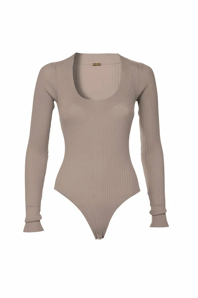 DODO BAR OR Bodysuits Teddy V Knit Bodysuit Beige 8211 Women