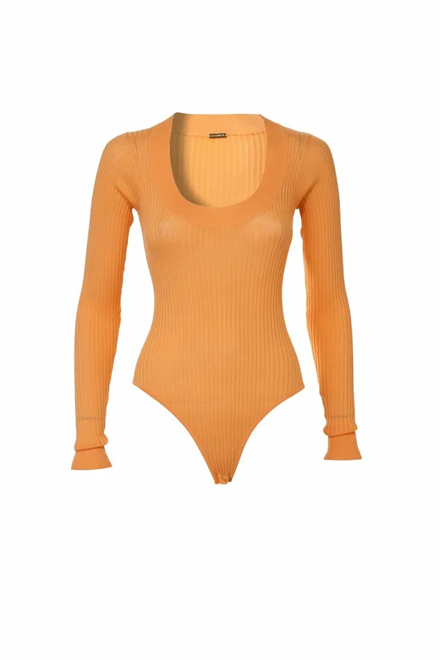 DODO BAR OR Bodysuits Teddy V Knit Bodysuit Orange 8211 Women