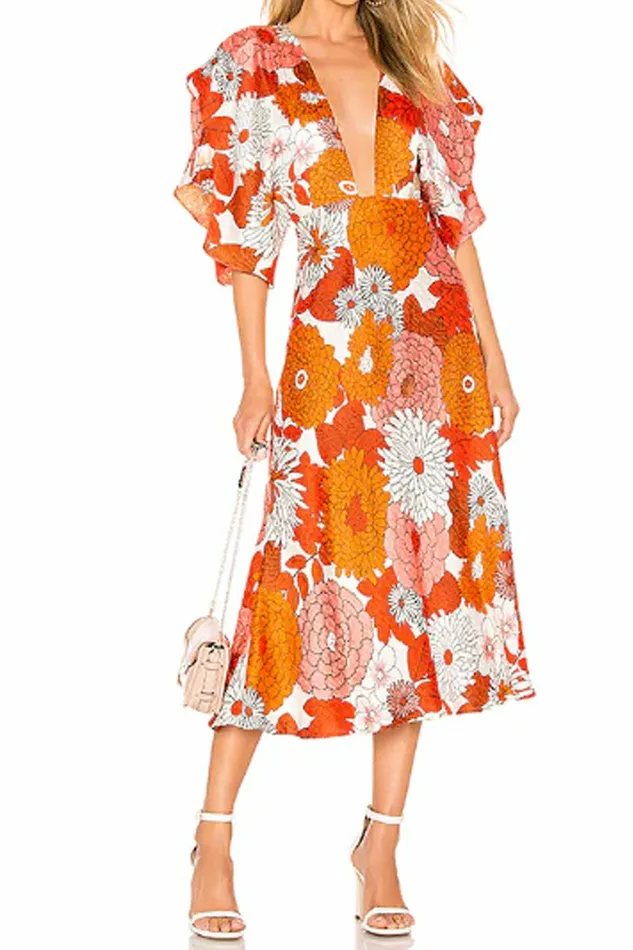 DODO BAR OR Dresses Bernadete Dress Loren Orange Print 8211 Women DODO BAR OR Dresses Bernadete Dress Loren Orange Print 8211 Women