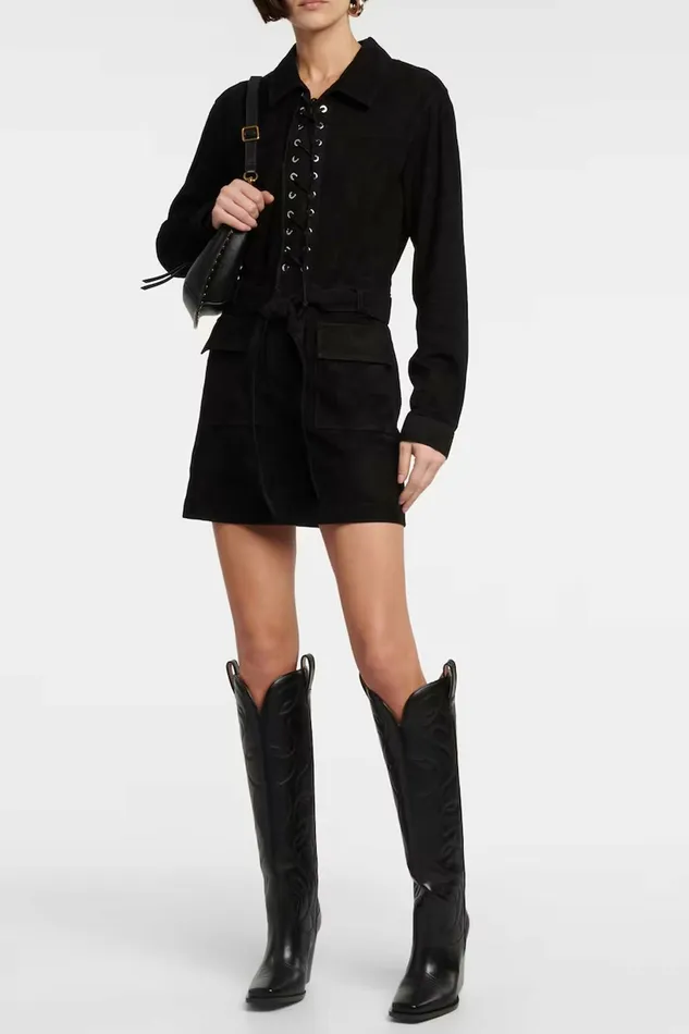 DODO BAR OR Dresses Marina Mini Dress Black Suede 8211 Women