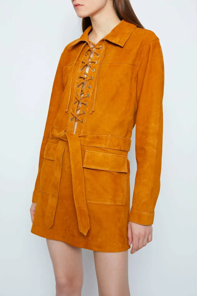 DODO BAR OR Dresses Marina Mini Dress Camel Suede 8211 Women DODO BAR OR Dresses Marina Mini Dress Camel Suede 8211 Women