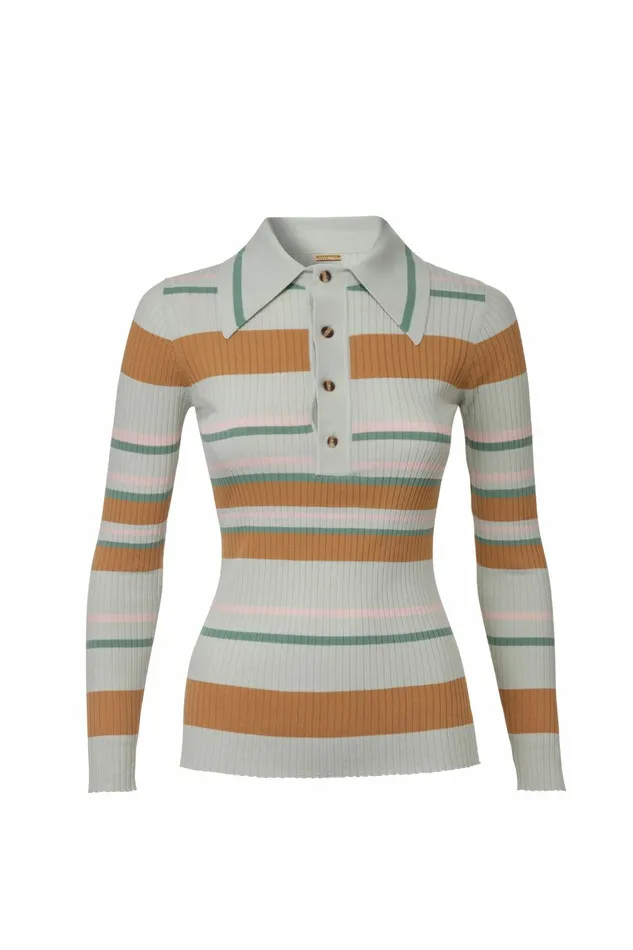 DODO BAR OR Knitwear Penny Knit Shirt Mint Brown Combo 3 8211 Women