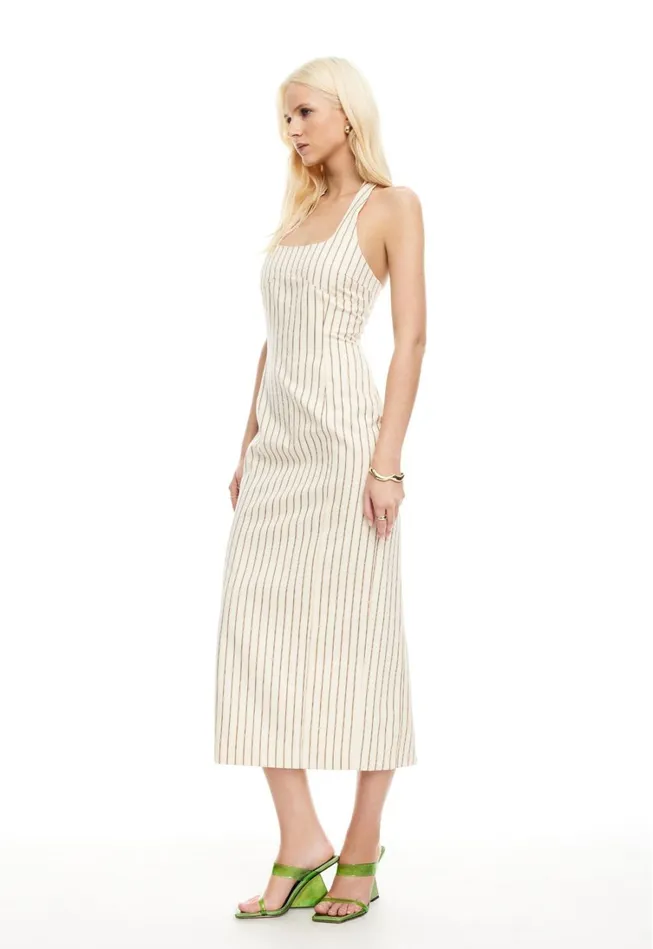 Dresses Women Lioness Fashion LES DEUX MIDI DRESS Cream Stripe Dresses Women Lioness Fashion LES DEUX MIDI DRESS Cream Stripe