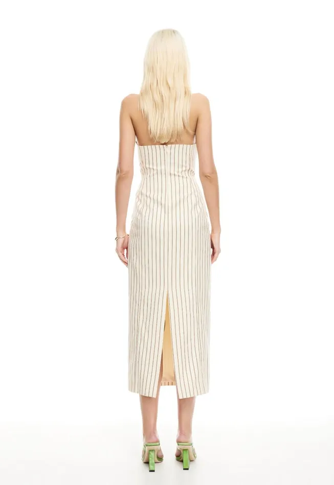 Dresses Women Lioness Fashion LES DEUX MIDI DRESS Cream Stripe Dresses Women Lioness Fashion LES DEUX MIDI DRESS Cream Stripe