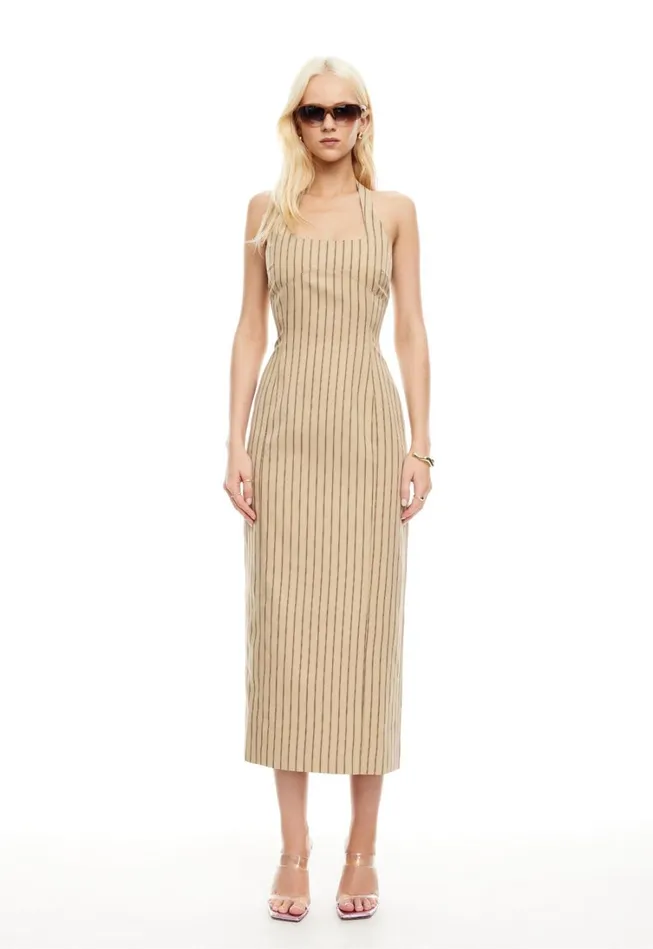 Dresses Women Lioness Fashion LES DEUX MIDI DRESS Stone Stripe