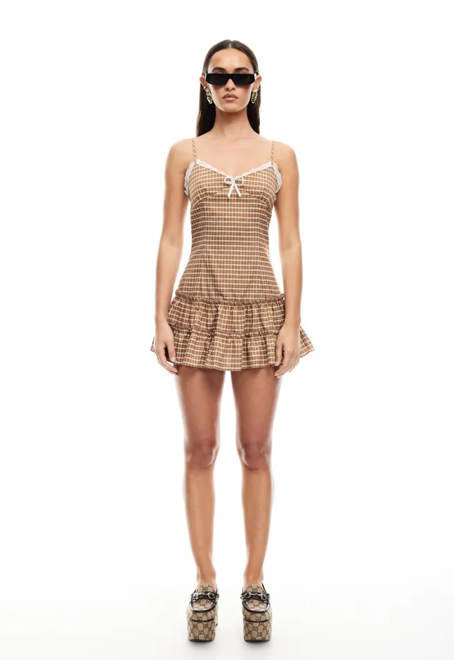 Dresses Women Lioness Fashion YVES MINI DRESS Chocolate Check