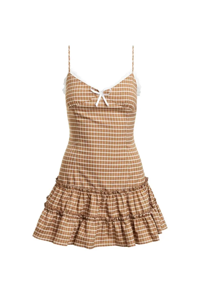 Dresses Women Lioness Fashion YVES MINI DRESS Chocolate Check Dresses Women Lioness Fashion YVES MINI DRESS Chocolate Check