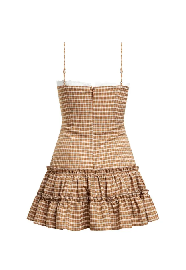 Dresses Women Lioness Fashion YVES MINI DRESS Chocolate Check Dresses Women Lioness Fashion YVES MINI DRESS Chocolate Check