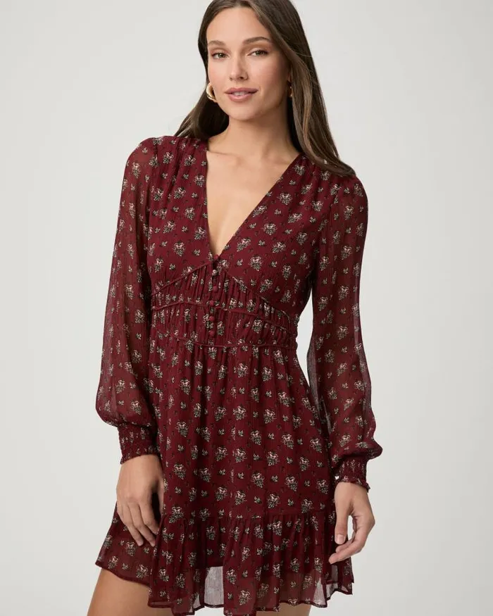 Dresses Women PAIGE Brasserie Dress 8211 Oxblood Multi Silk Dresses Women PAIGE Brasserie Dress 8211 Oxblood Multi Silk