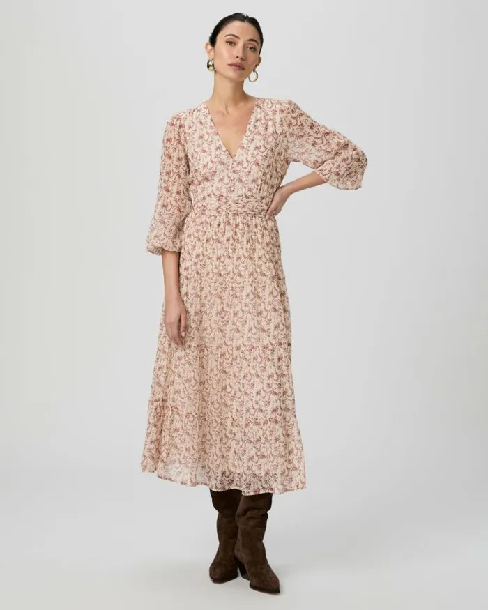 Dresses Women PAIGE Nicolo Dress 8211 CreamFlagstone Silk