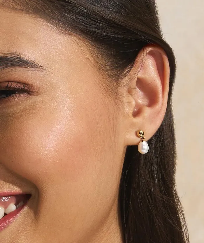 Earrings Women Olivia Burton By The Sea Pearl Gold Plated Drop Earrings
