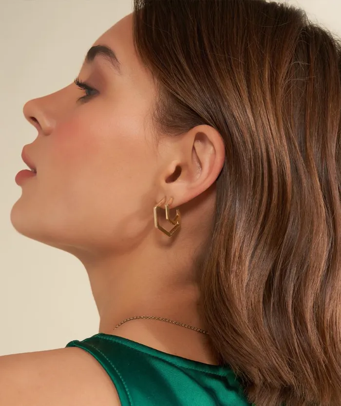 Earrings Women Olivia Burton Honeycomb Gold Plated Large Hoop Earrings