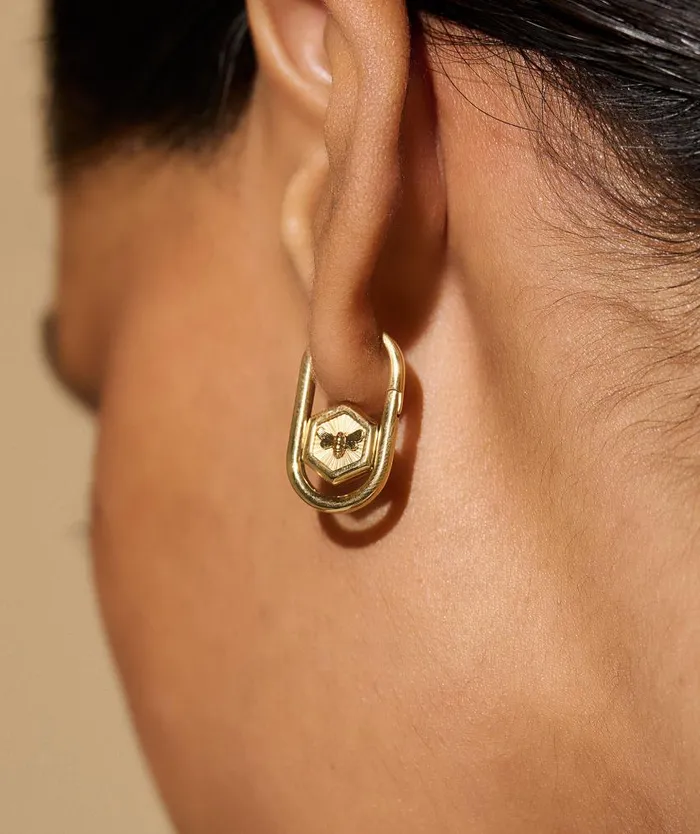 Earrings Women Olivia Burton Minima Bee Gold Hoop Earrings