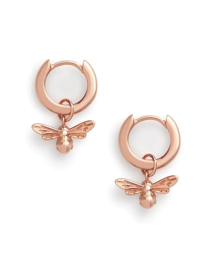 Earrings Women Olivia Burton Rose Gold Bee Huggie Hoops Earrings Women Olivia Burton Rose Gold Bee Huggie Hoops