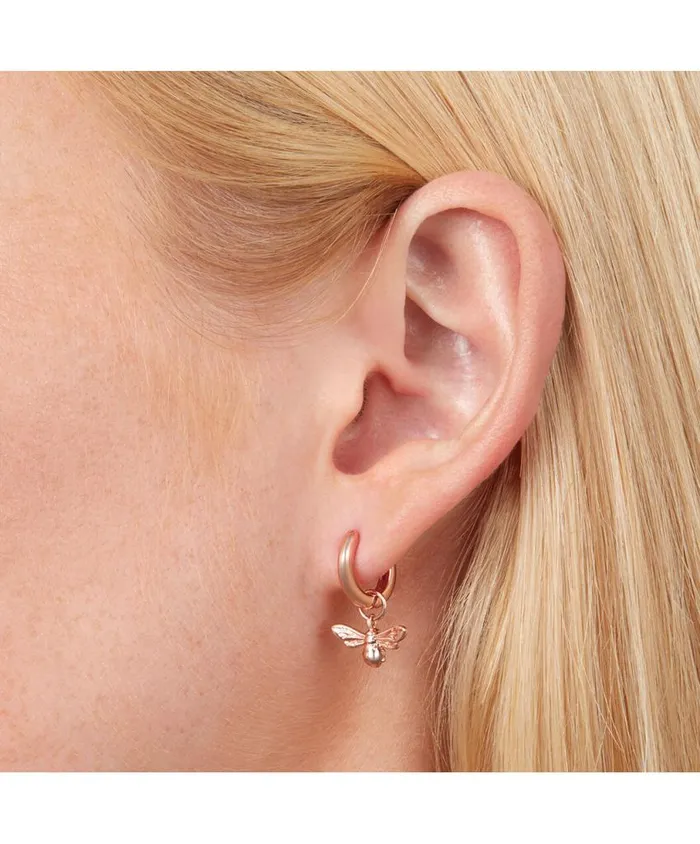 Earrings Women Olivia Burton Rose Gold Bee Huggie Hoops Earrings Women Olivia Burton Rose Gold Bee Huggie Hoops