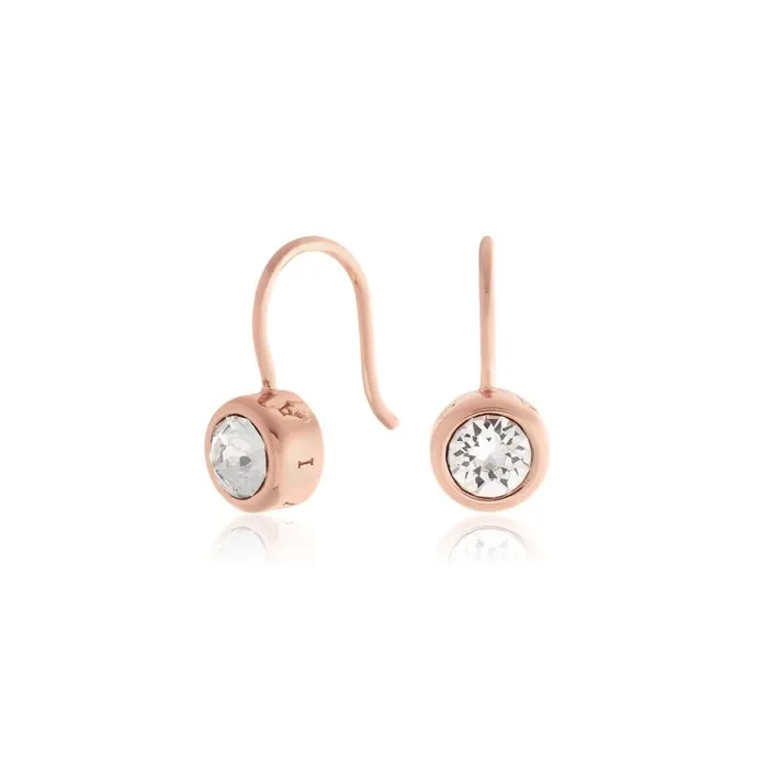 Earrings Women Olivia Burton Rose Gold Bezel Drop Earrings