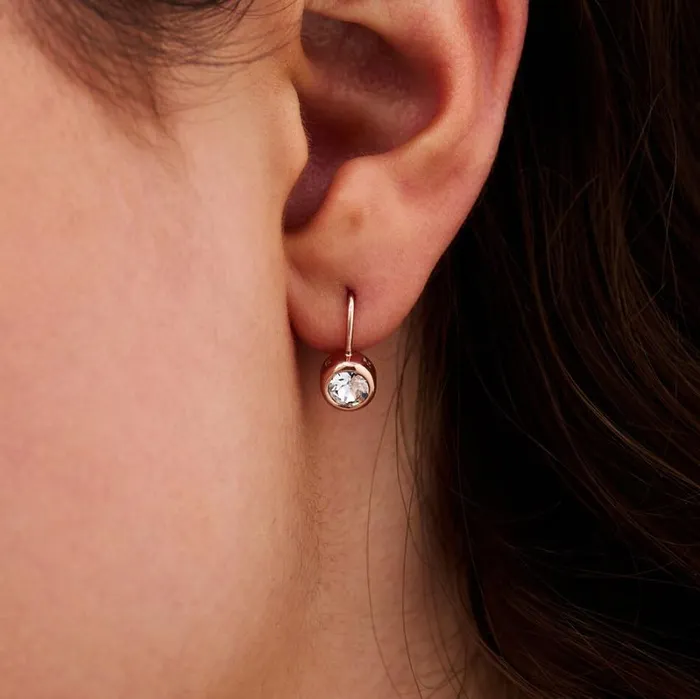 Earrings Women Olivia Burton Rose Gold Bezel Drop Earrings