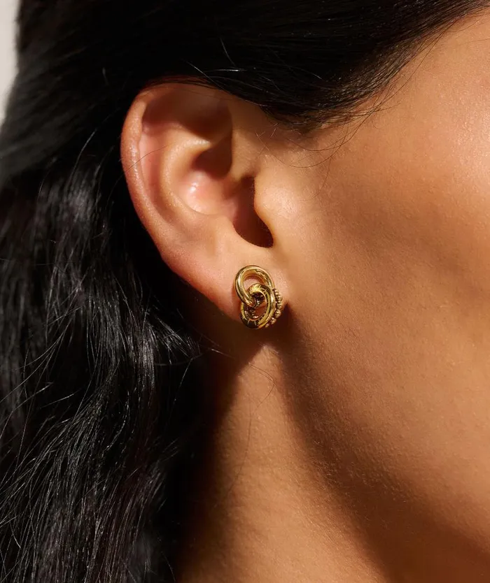 Earrings Women Olivia Burton Vintage Bead Gold Interlinked Circle Earrings