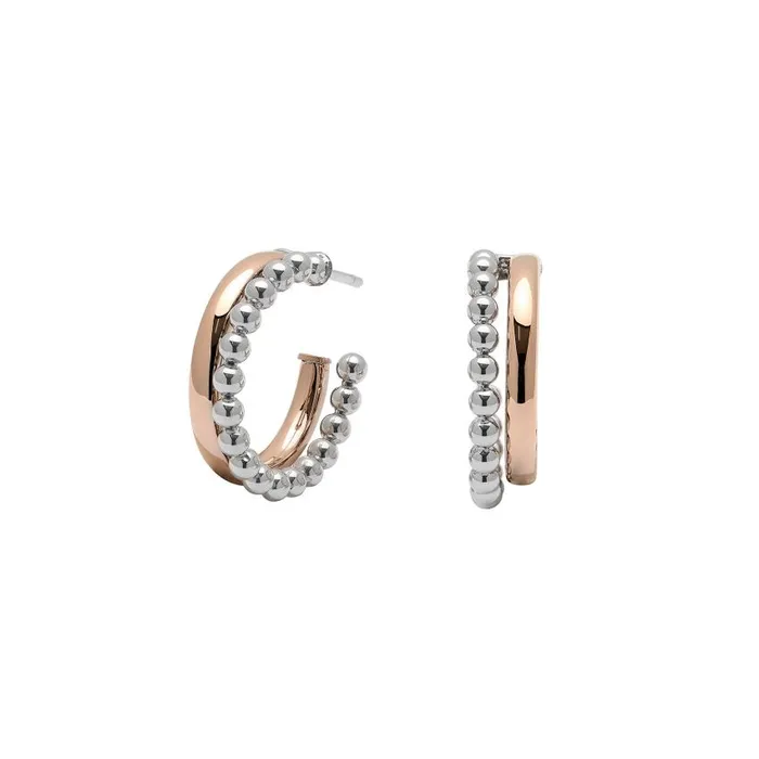 Earrings Women Olivia Burton Vintage Bead Two Tone Silver and Rose Gold Earrings Earrings Women Olivia Burton Vintage Bead Two Tone Silver and Rose Gold Earrings