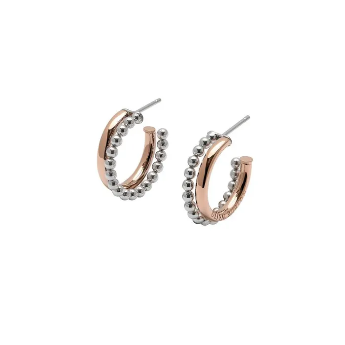 Earrings Women Olivia Burton Vintage Bead Two Tone Silver and Rose Gold Earrings