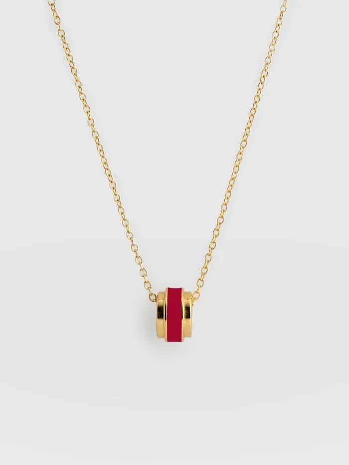 Enamel Stripe Charm Necklace 8211 GoldRed Goldred Women Saint And Sofia Necklaces Enamel Stripe Charm Necklace 8211 GoldRed Goldred Women Saint And Sofia Necklaces