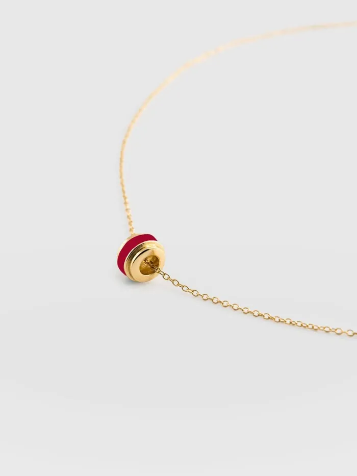 Enamel Stripe Charm Necklace 8211 GoldRed Goldred Women Saint And Sofia Necklaces