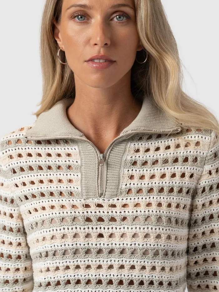 Ester Quarter Zip Knit 8211 Beige Beige Women Saint And Sofia Knitwear