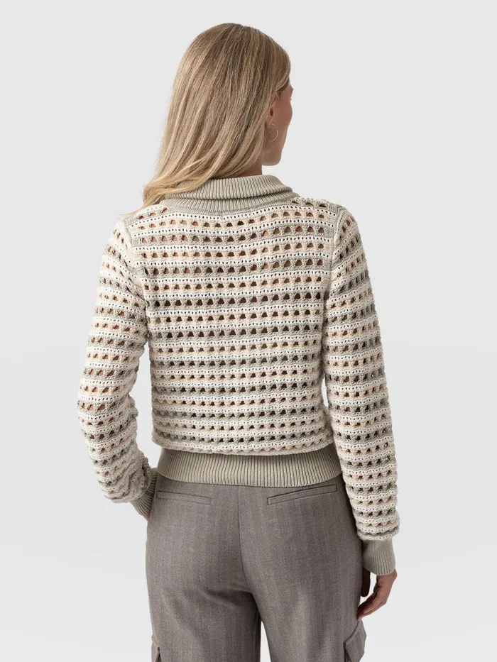 Ester Quarter Zip Knit 8211 Beige Beige Women Saint And Sofia Knitwear