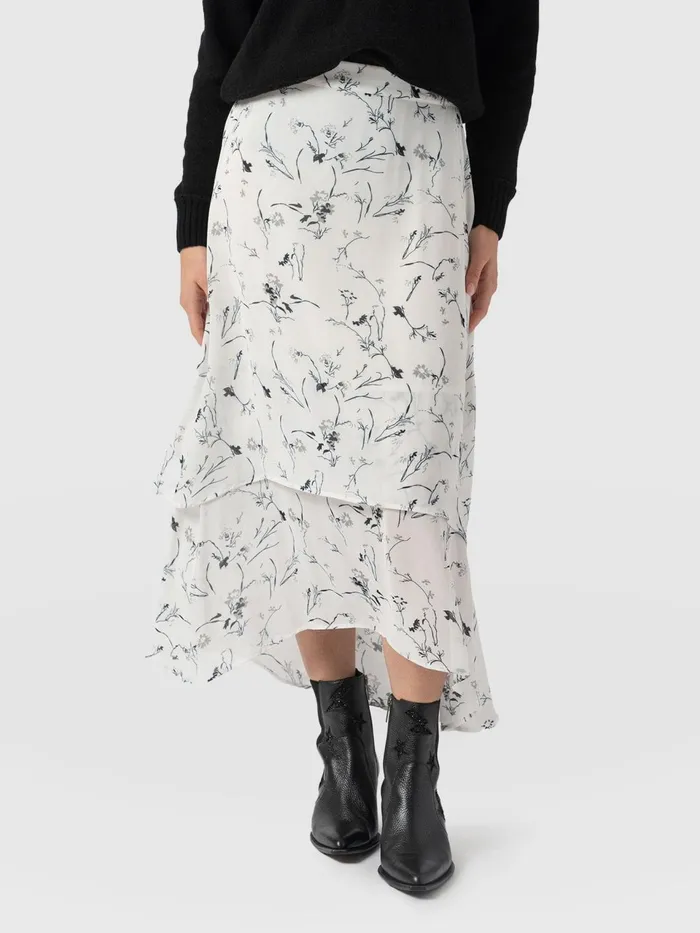 Etta Layered Skirt 8211 White Floral White Floral Women Saint And Sofia Skirts