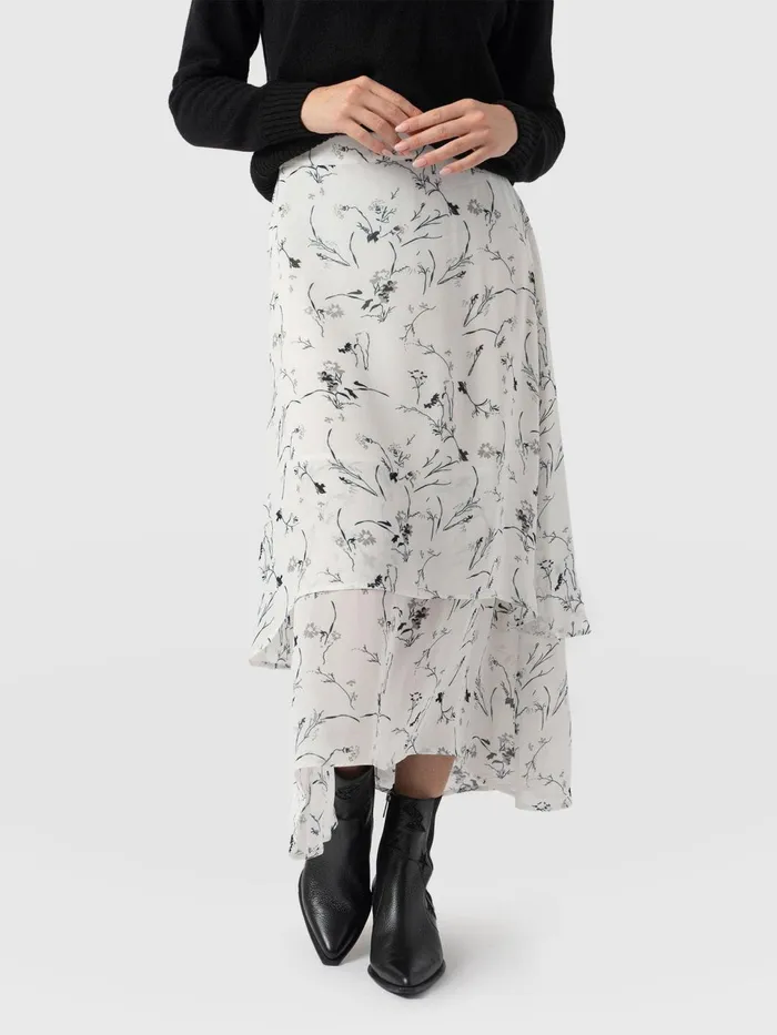Etta Layered Skirt 8211 White Floral White Floral Women Saint And Sofia Skirts