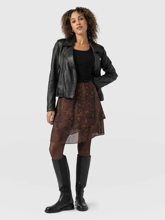 Etta Mini Layered Skirt 8211 Brown Snake Brown Snake Women Saint And Sofia Skirts Etta Mini Layered Skirt 8211 Brown Snake Brown Snake Women Saint And Sofia Skirts