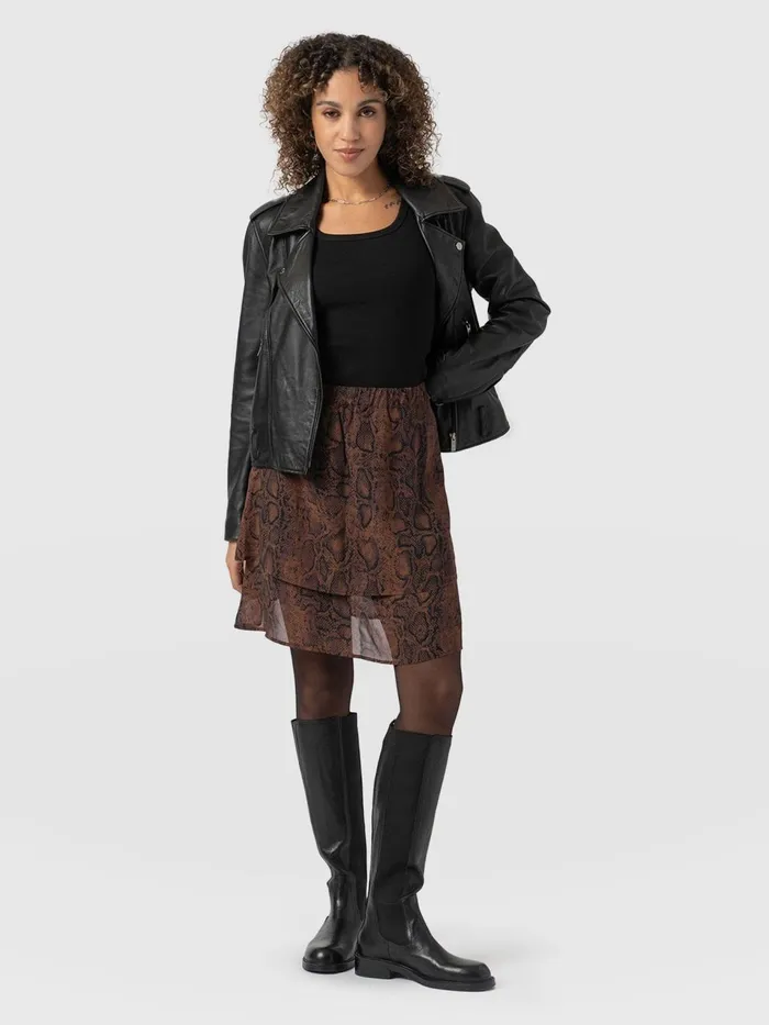 Etta Mini Layered Skirt 8211 Brown Snake Brown Snake Women Saint And Sofia Skirts
