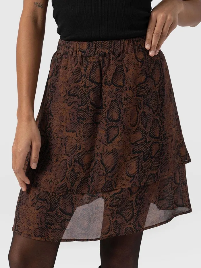 Etta Mini Layered Skirt 8211 Brown Snake Brown Snake Women Saint And Sofia Skirts