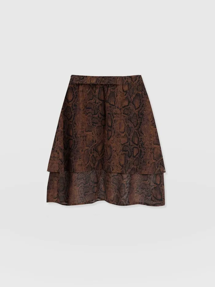 Etta Mini Layered Skirt 8211 Brown Snake Brown Snake Women Saint And Sofia Skirts