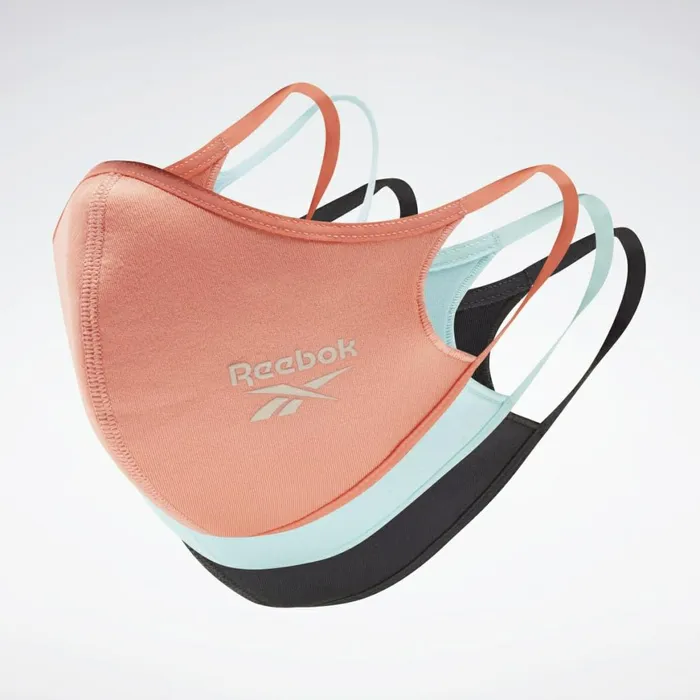Face Covers Womens Reebok Face Cover ML 3Pack Black Twisted Coral Digital Glow
