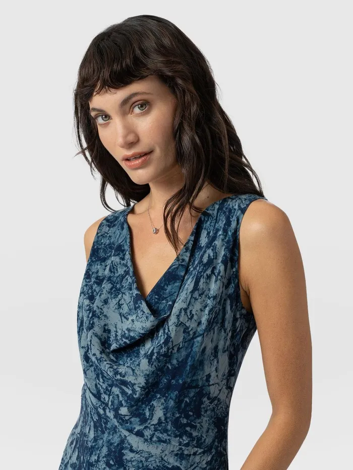 Faye Cowl Neck Dress 8211 Blue Marble Blue Marble Women Saint And Sofia Dresses