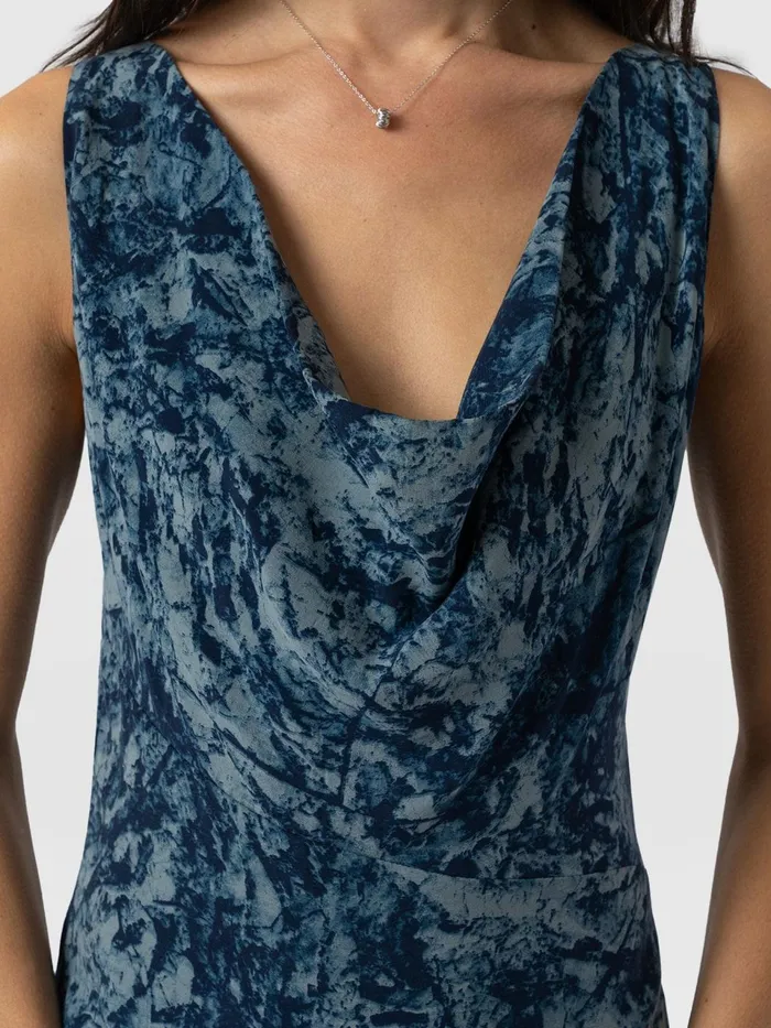 Faye Cowl Neck Dress 8211 Blue Marble Blue Marble Women Saint And Sofia Dresses