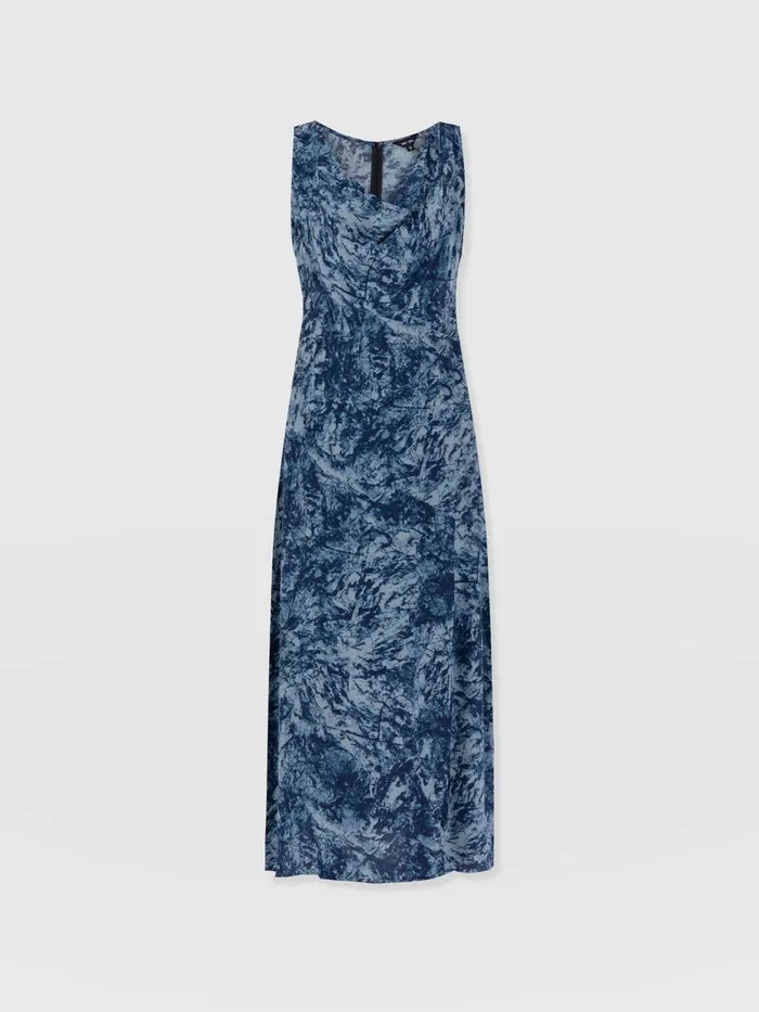 Faye Cowl Neck Dress 8211 Blue Marble Blue Marble Women Saint And Sofia Dresses