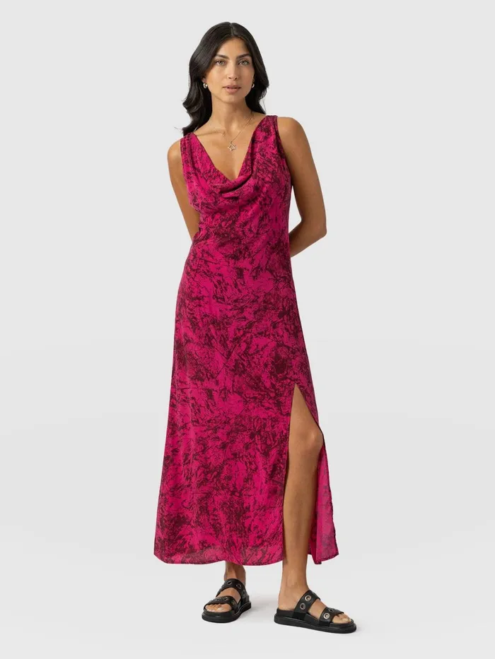 Faye Cowl Neck Dress 8211 Pink Marble Pink Marble Women Saint And Sofia Dresses