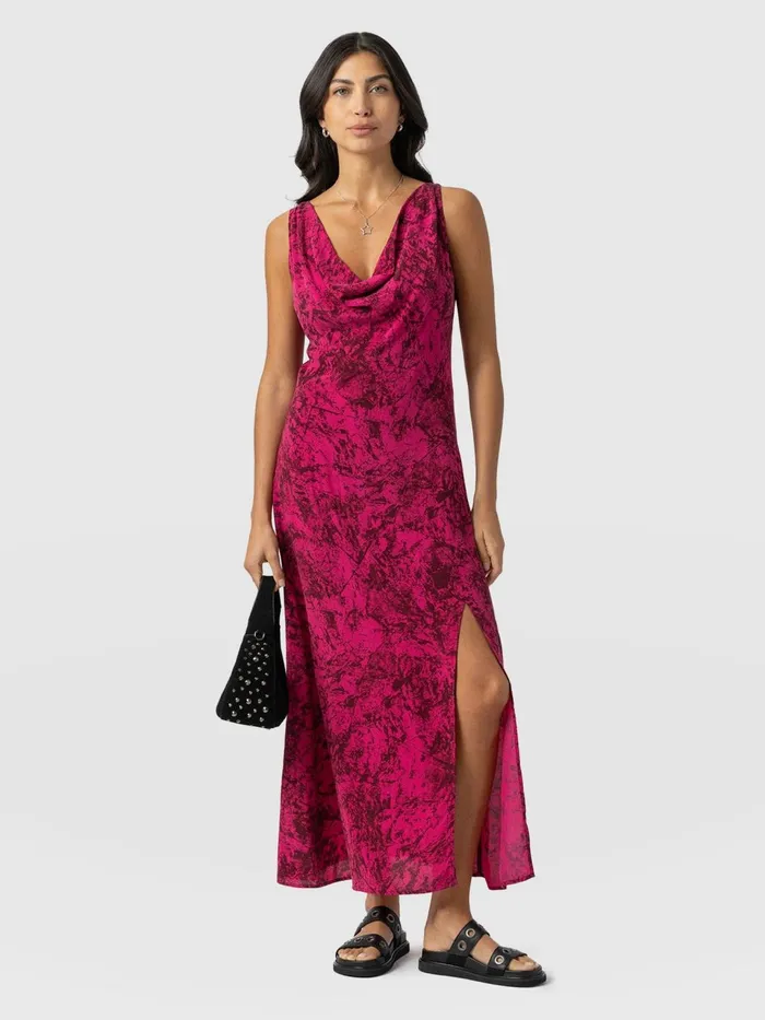 Faye Cowl Neck Dress 8211 Pink Marble Pink Marble Women Saint And Sofia Dresses