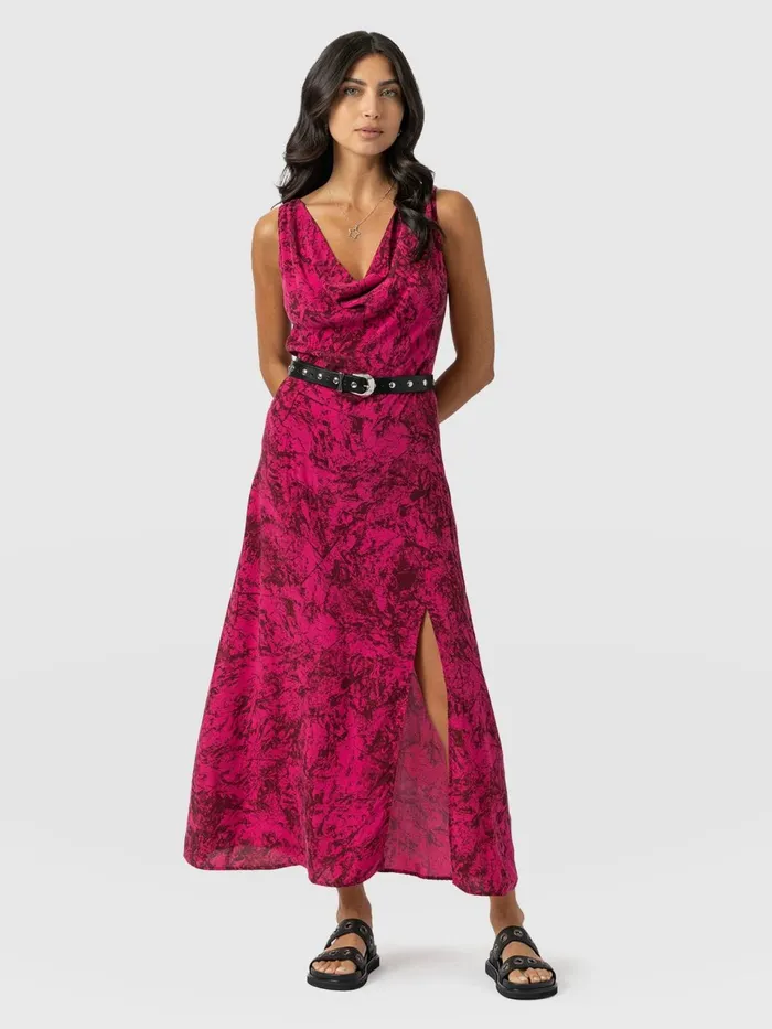 Faye Cowl Neck Dress 8211 Pink Marble Pink Marble Women Saint And Sofia Dresses