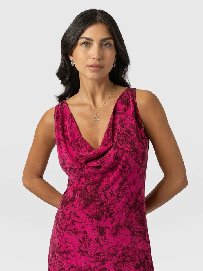 Faye Cowl Neck Dress 8211 Pink Marble Pink Marble Women Saint And Sofia Dresses