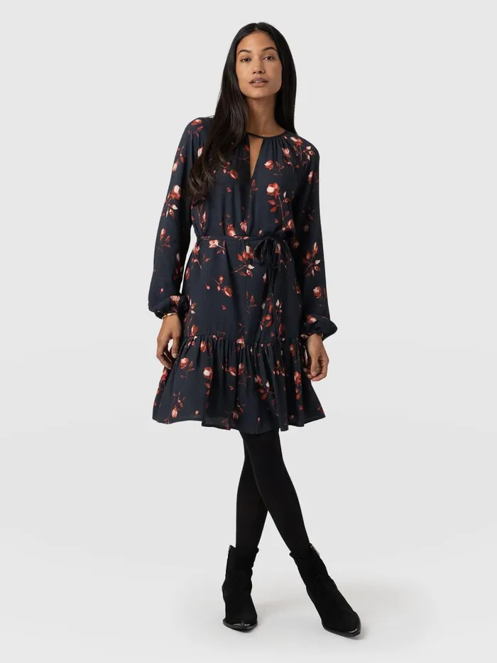 Fia Mini Tiered Dress 8211 Dark Roses Dark Roses Women Saint And Sofia Dresses