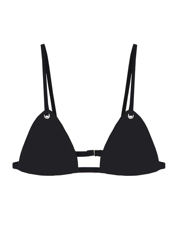 Fleur Du Mal Bikinis Women Triangle Bikini Top Black