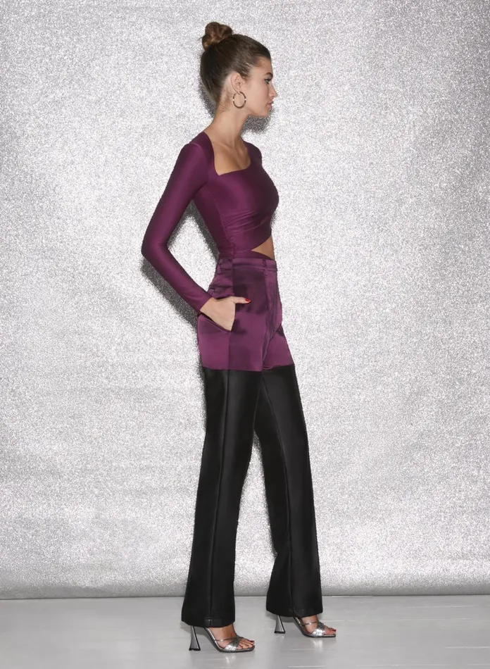 Fleur Du Mal Bodysuits Women Asymmetric Wrap Bodysuit Malbec Fleur Du Mal Bodysuits Women Asymmetric Wrap Bodysuit Malbec