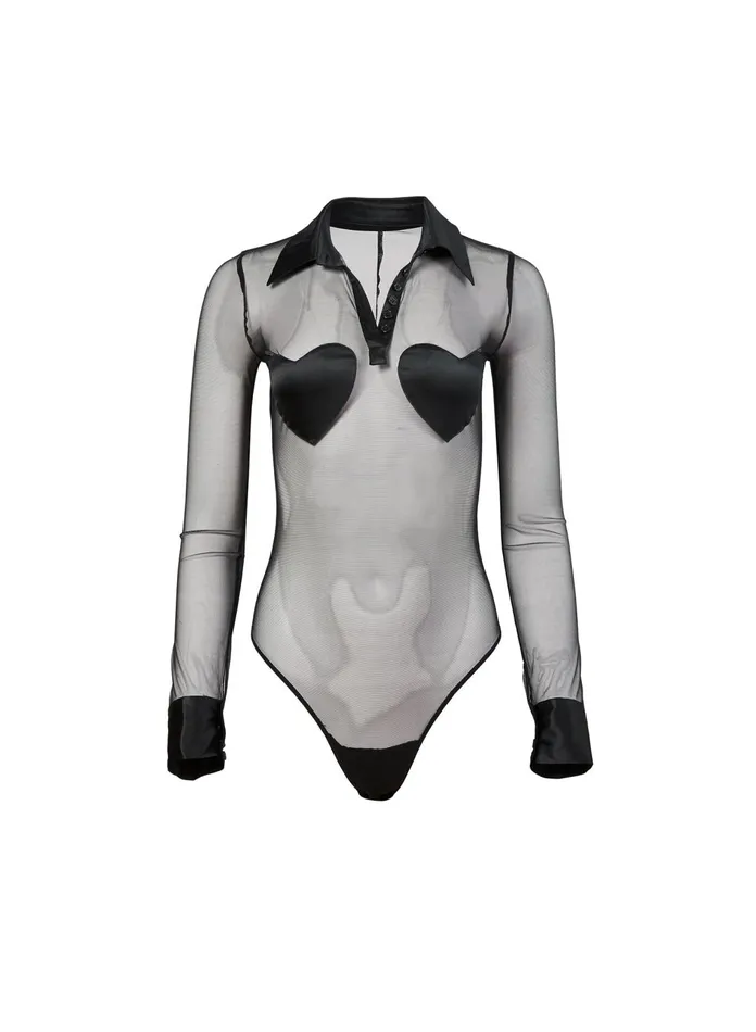 Fleur Du Mal Bodysuits Women Heart Patch Bodysuit Black Fleur Du Mal Bodysuits Women Heart Patch Bodysuit Black