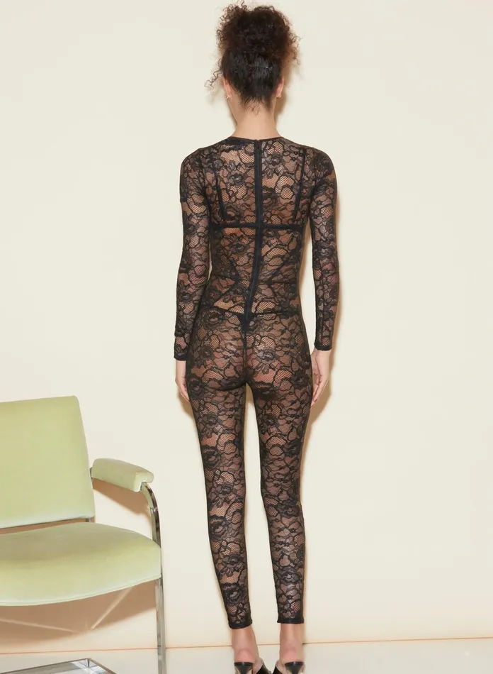 Fleur Du Mal Bodysuits Women Lace Catsuit Black Fleur Du Mal Bodysuits Women Lace Catsuit Black